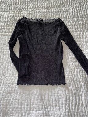 Forever 21 Teen/Women’s Black Shimmery Lightweight Long Sleeve Top BNWOT M